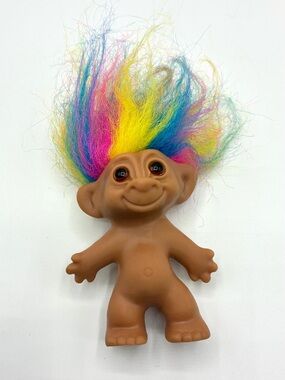 Vintage Troll Doll Rainbow Hair Uneeda 3” Classic Retro Toy Figure